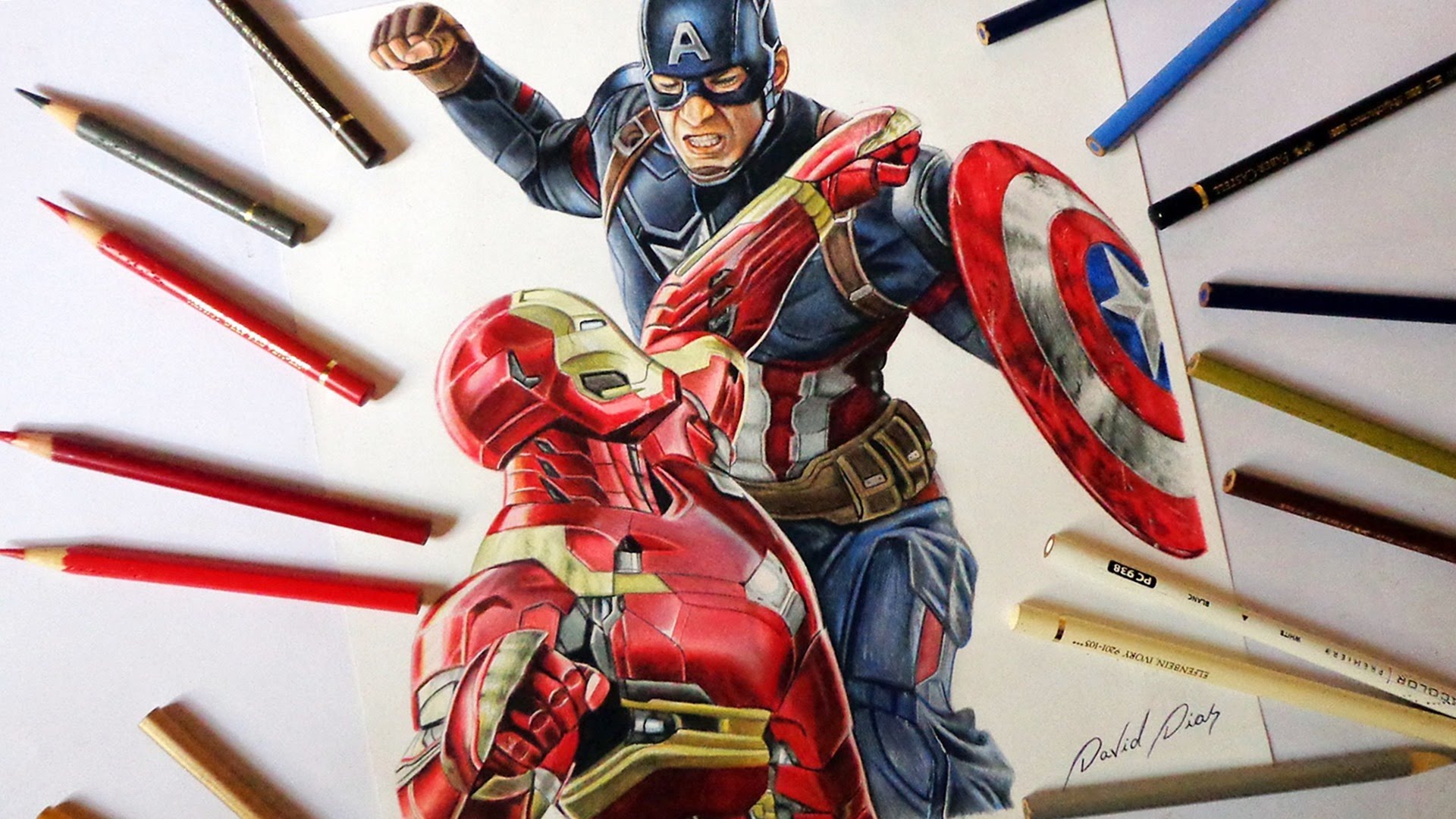 1920x1081 Speed Drawing Captain America Vs Iron Man (Civil War)