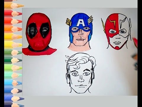 480x360 Draw And Color Captain America, Superman, Deadpool, Flash