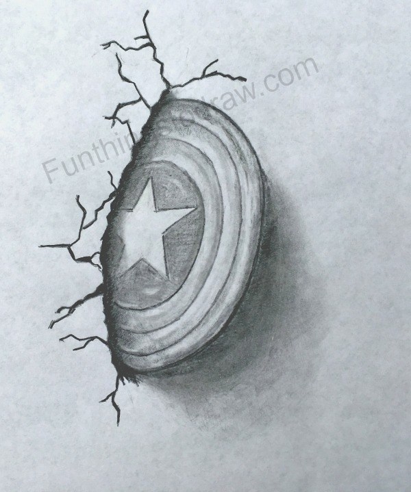 600x719 Captain America's Shield Pencil Sketch