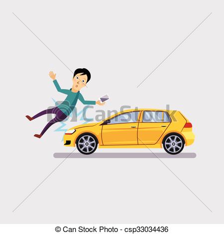 450x470 Traffic Accident, The Vehicle Knocked The Man Flat Style
