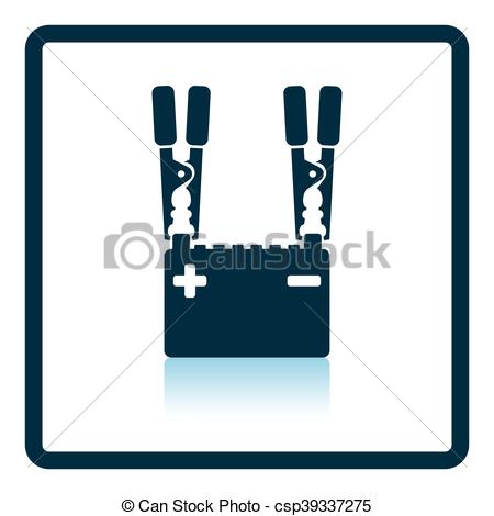 450x470 Car Battery Charge Icon. Shadow Reflection Design. Vector