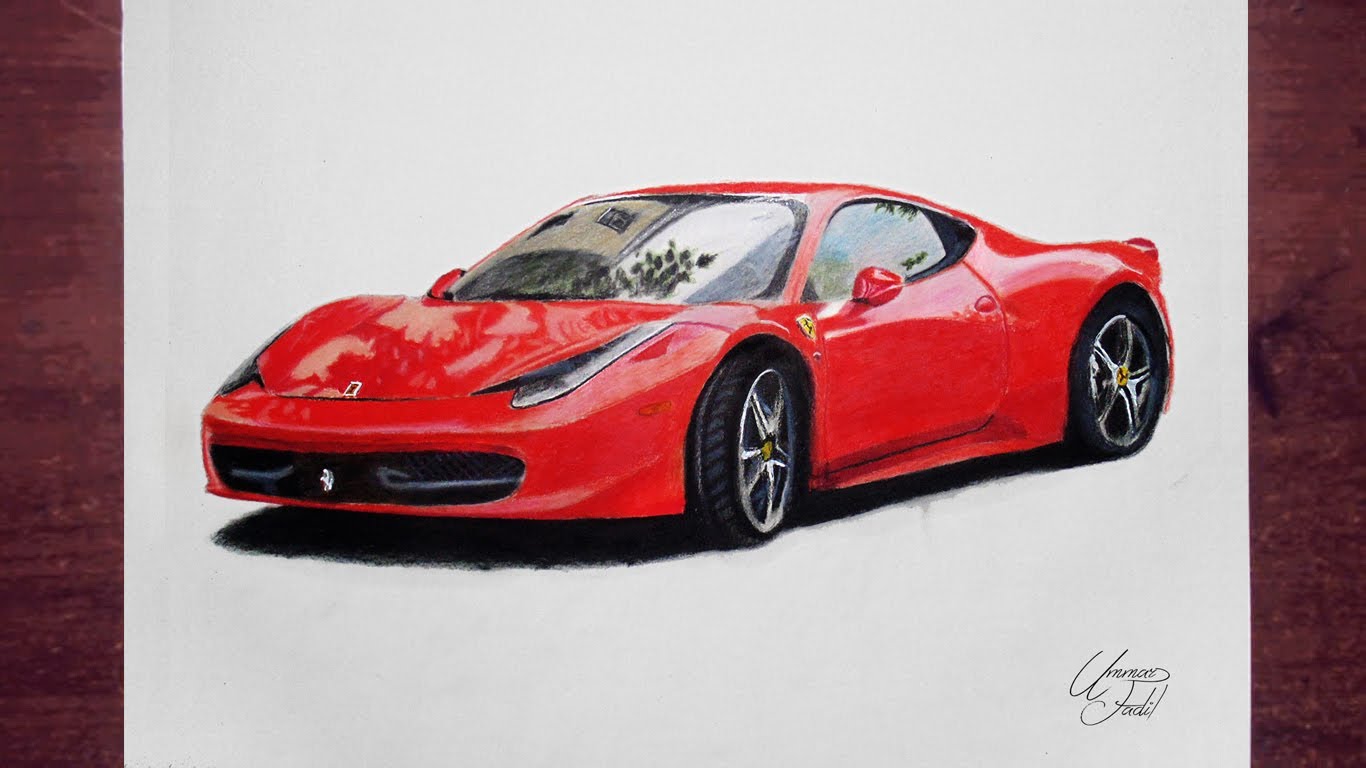 1366x768 Car Drawings In Pencil (24)