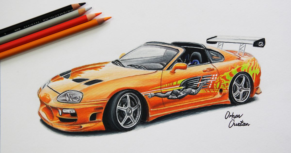 1200x630 Toyota Supra The Fast And The Furious Car Drawing By Me