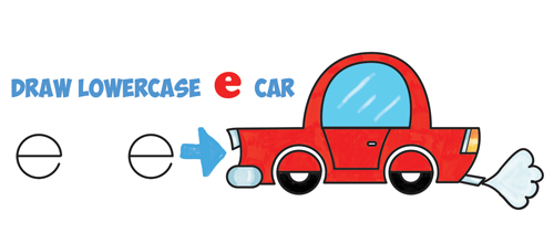 500x221 How To Draw A Cartoon Car From Lowercase Letter E Shapes