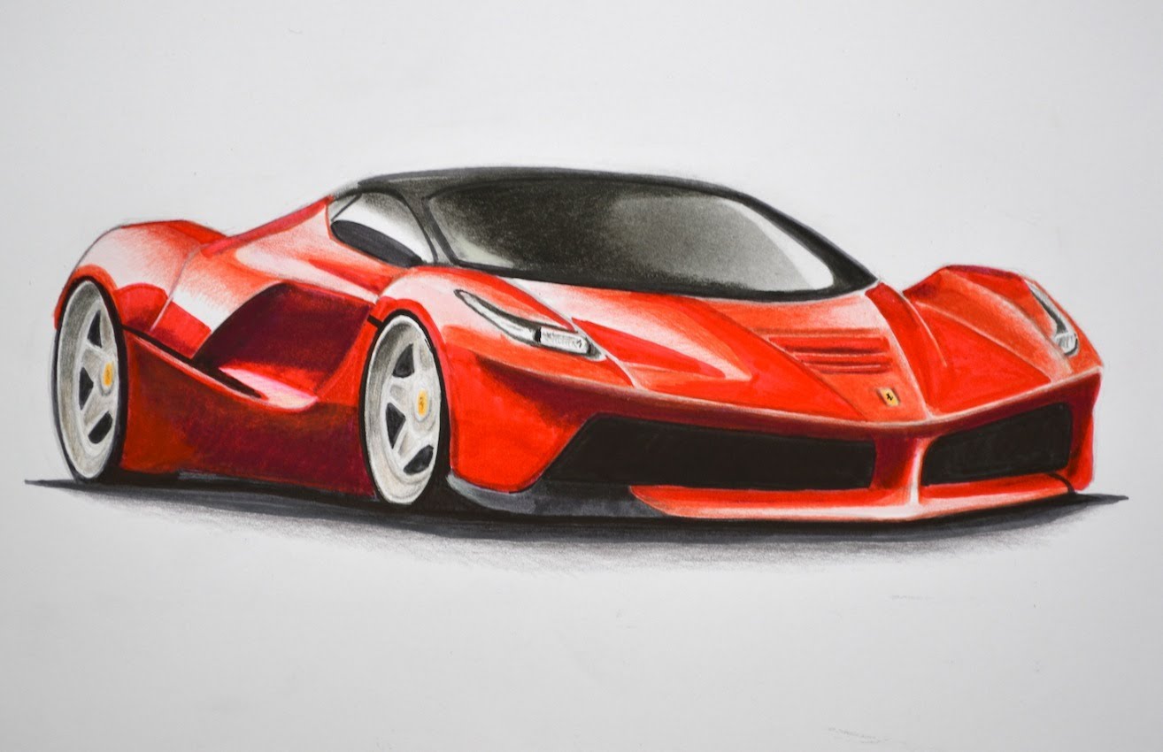 1314x850 How To Draw A Ferrari With Colors