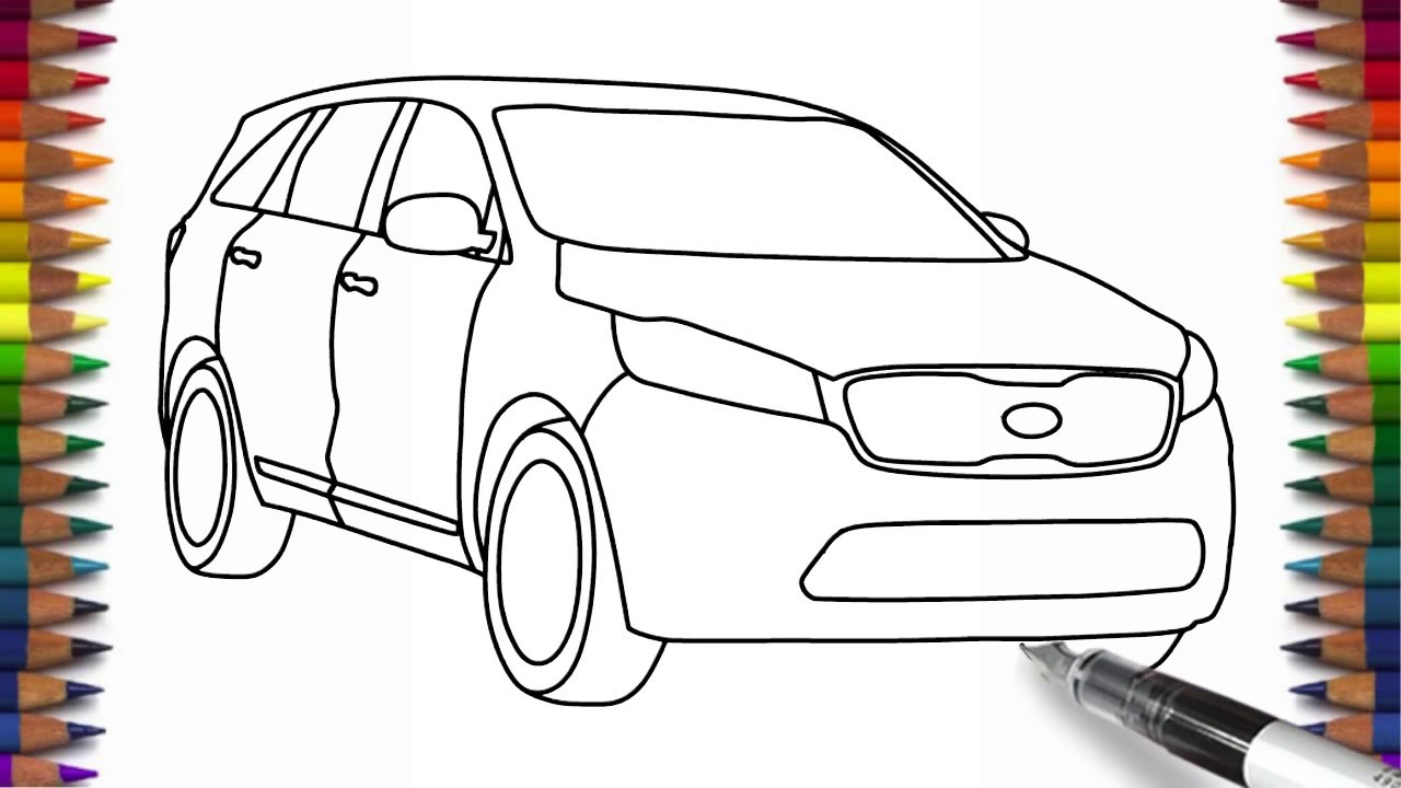 1280x720 How To Draw Kia Sorento Step By Step For Beginners Car Drawing