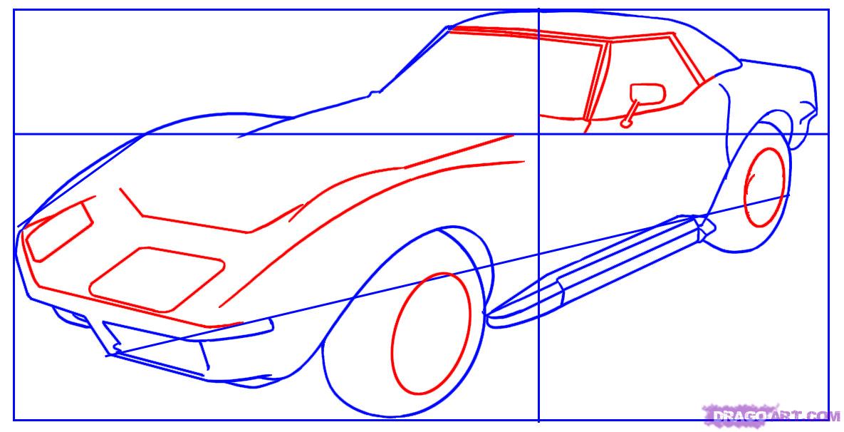 1185x606 How To Draw A Corvette How To Draw A Corvette, Step By Step