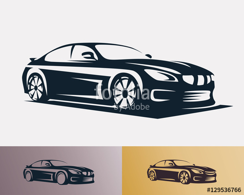 500x400 Race Car Symbol Logo Template, Stylized Vector Silhouette Stock