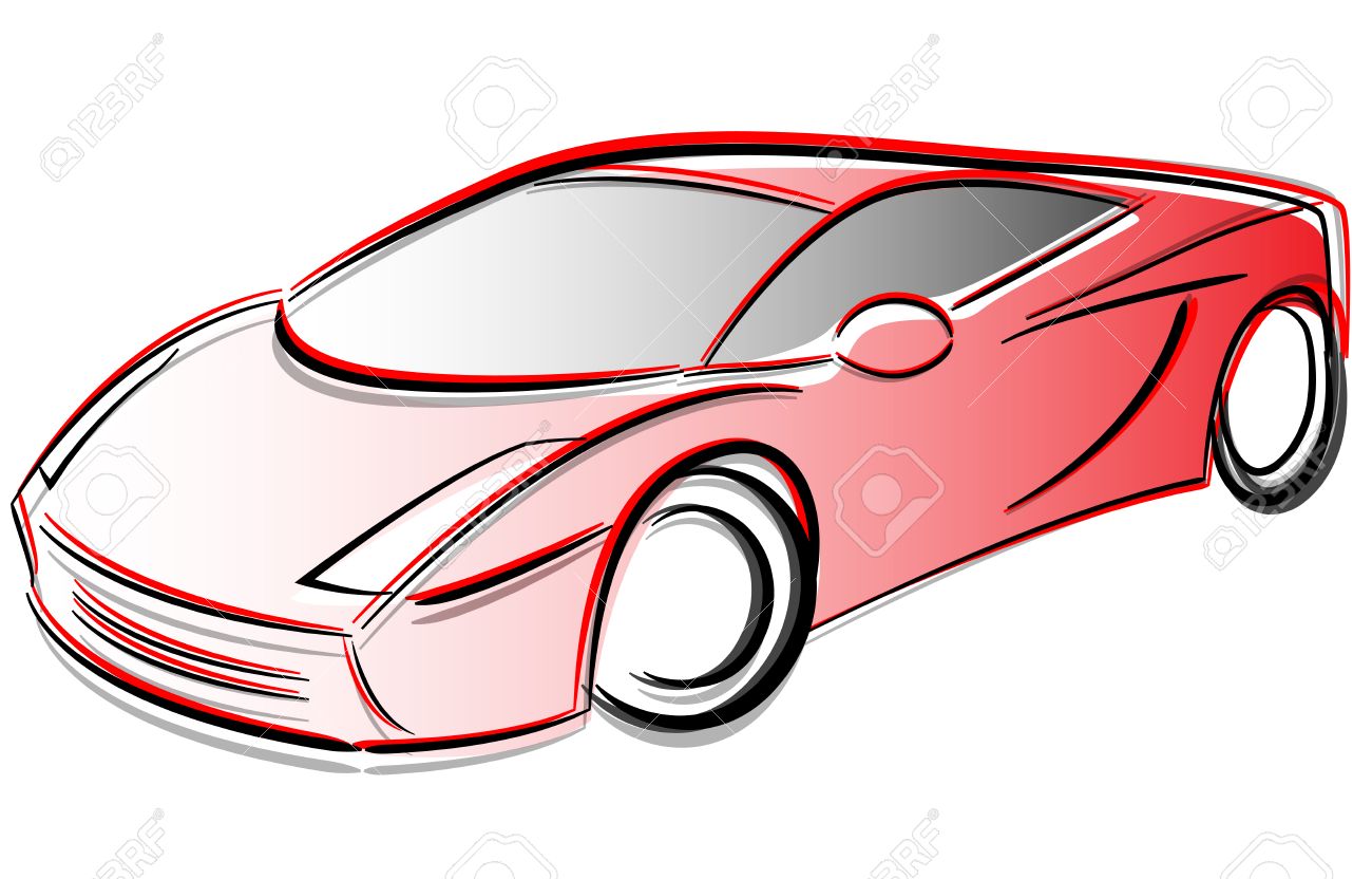 1300x832 Vector Illustration Of Prototype Car Drawing Concept Royalty Free