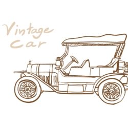 250x250 Vintage Car Drawing, Pencil, Sketch, Colorful, Realistic Art