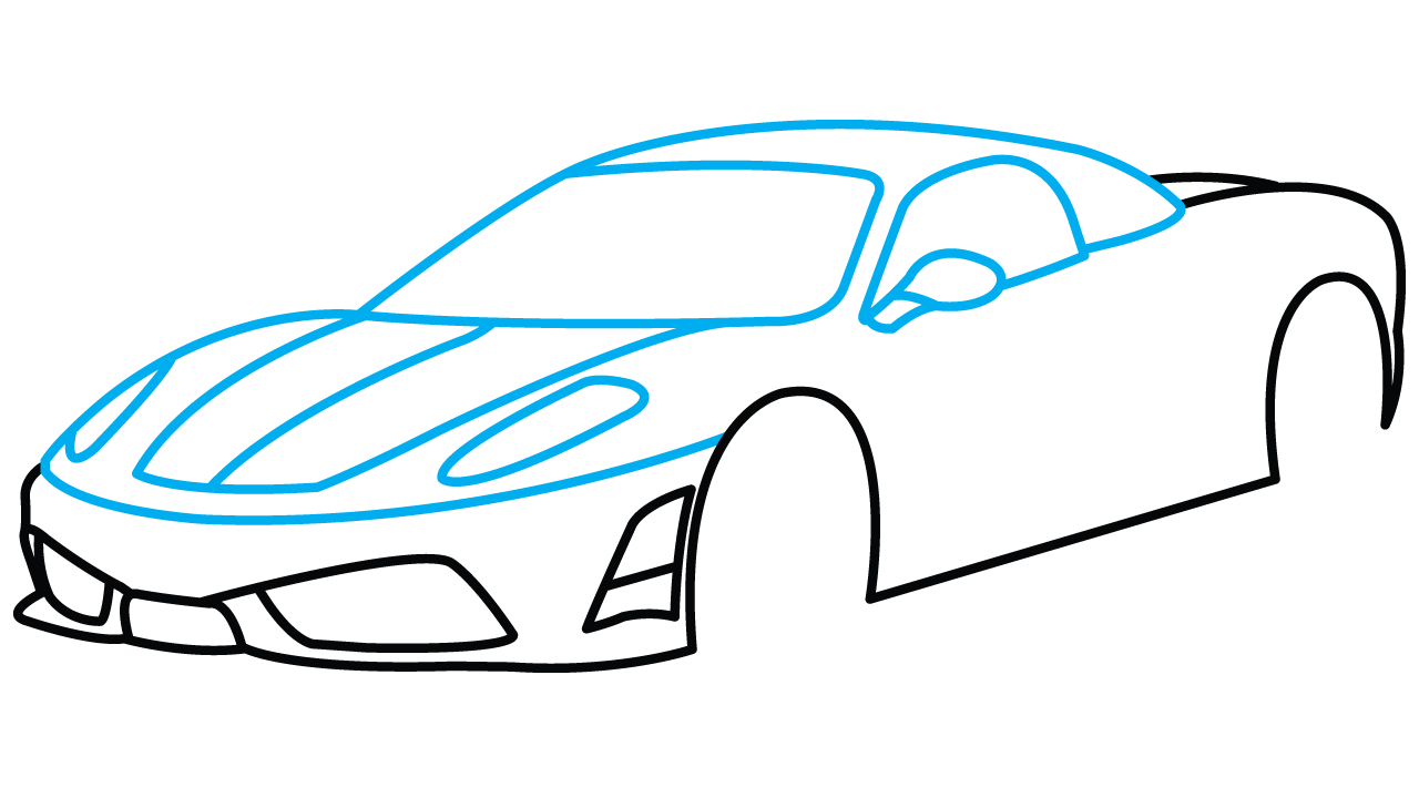 1280x720 How To Draw Ferrari 360, A Sports Car, Easy Step By Step Drawing