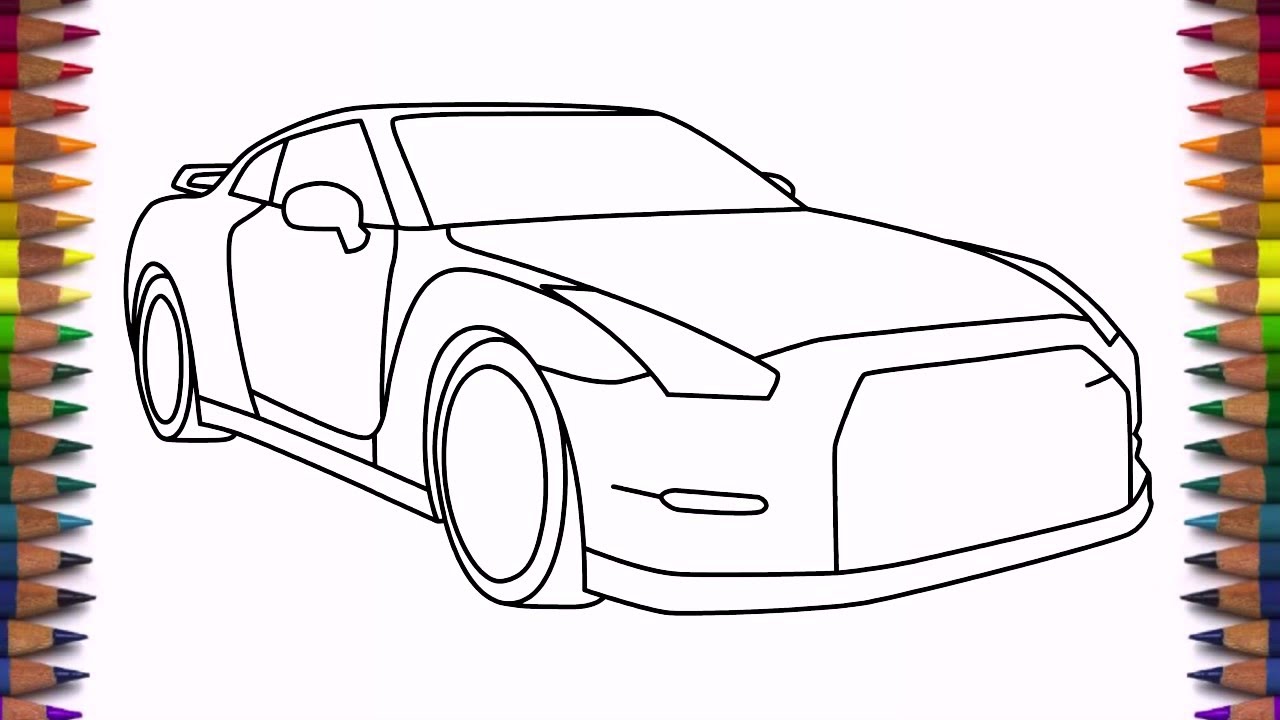 1280x720 How To Draw Nissan Gtr Step By Step Drawing A Car
