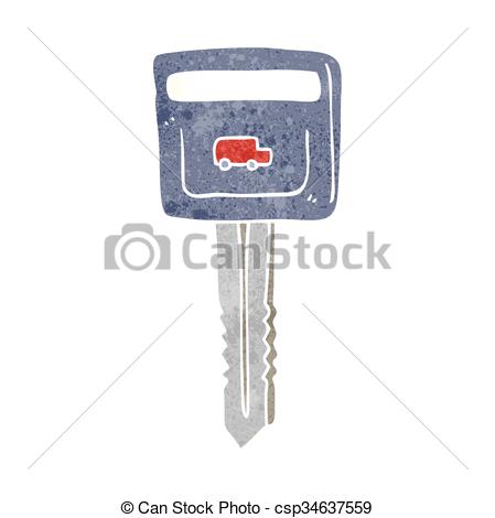 449x470 Freehand Retro Cartoon Car Key Clipart Vector