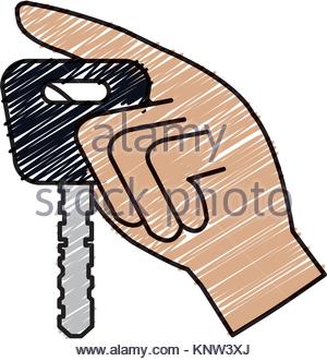 300x331 Hand With Car Key Isolated Icon Vector Illustration Design Stock