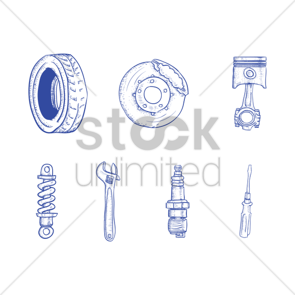 600x600 Set Of Car Parts Vector Image