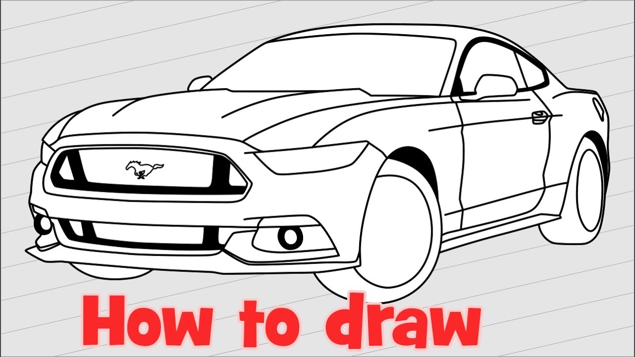 1280x720 How To Draw A Car Ford Mustang Gt 2017