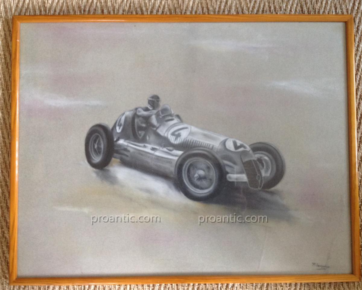 1200x962 Drawing Car Racing F January 1950 Alfa Romeo Lemoine Signed