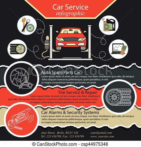 450x470 Car Repair Infographics. Cat Service And Tire Infographic . Eps