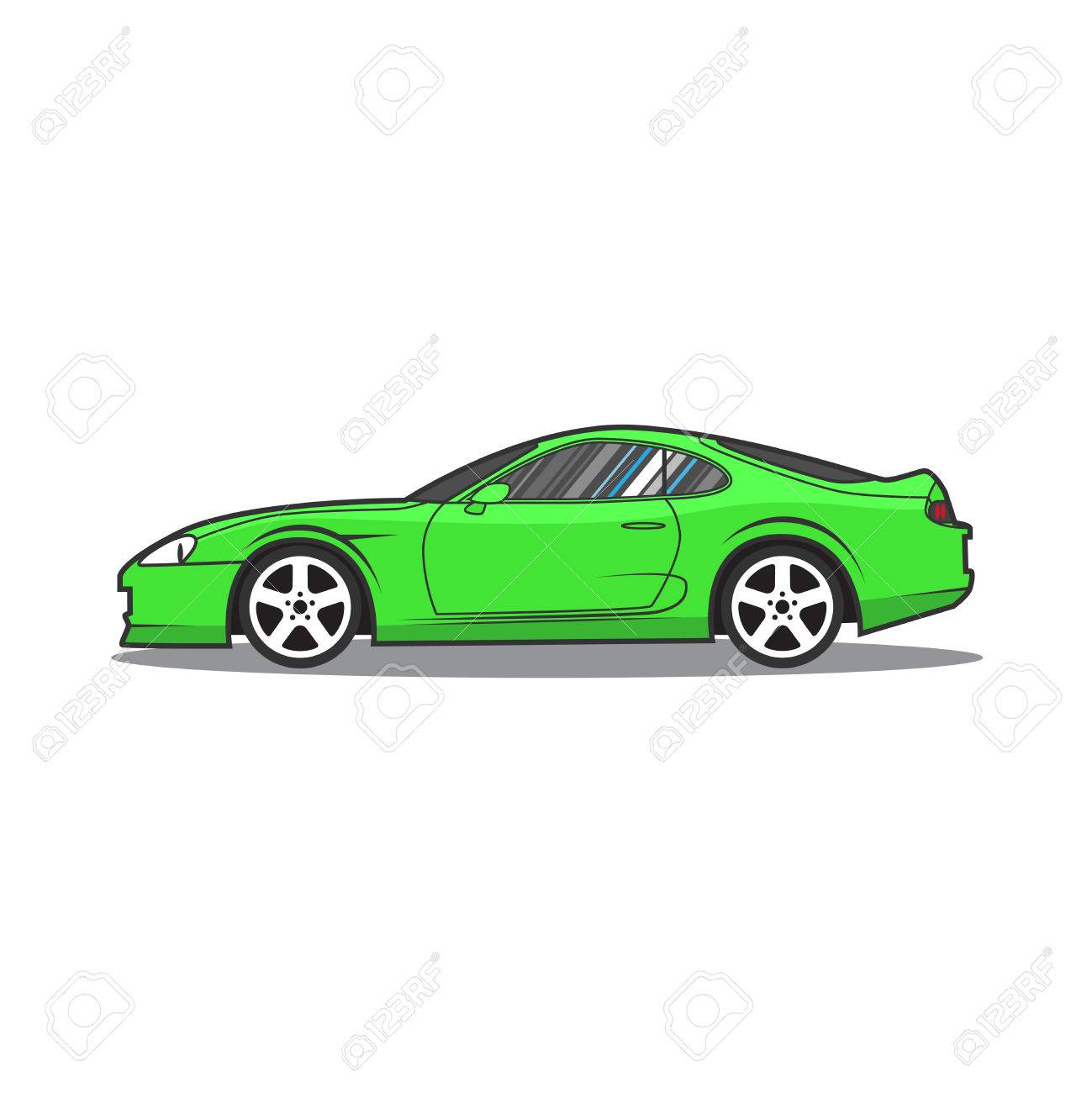 1299x1300 Vector Green Sport Car. Side View. Royalty Free Cliparts, Vectors