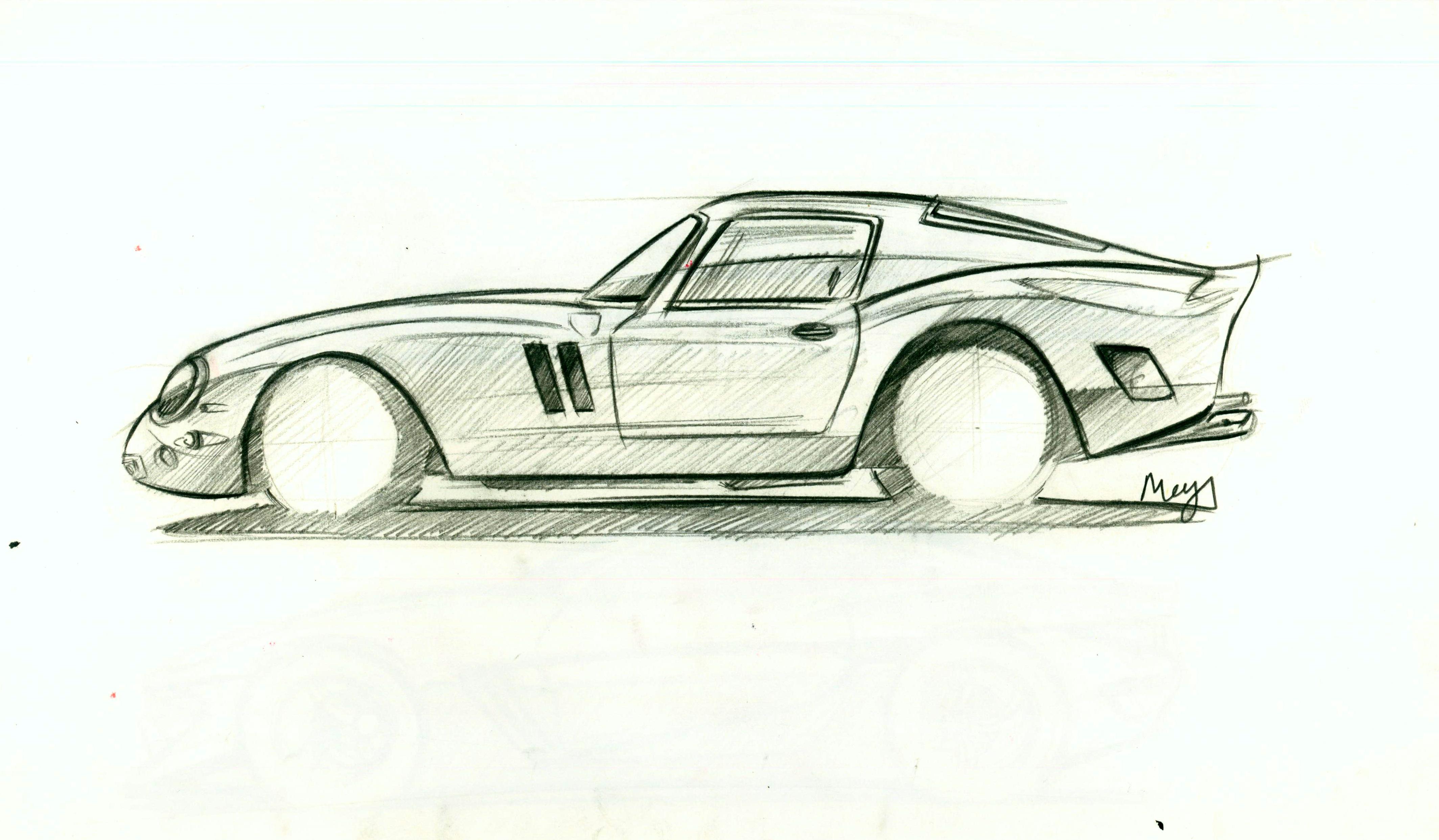 4255x2484 Ferrari 250 Gto Side View Sketch Sketches Sketches
