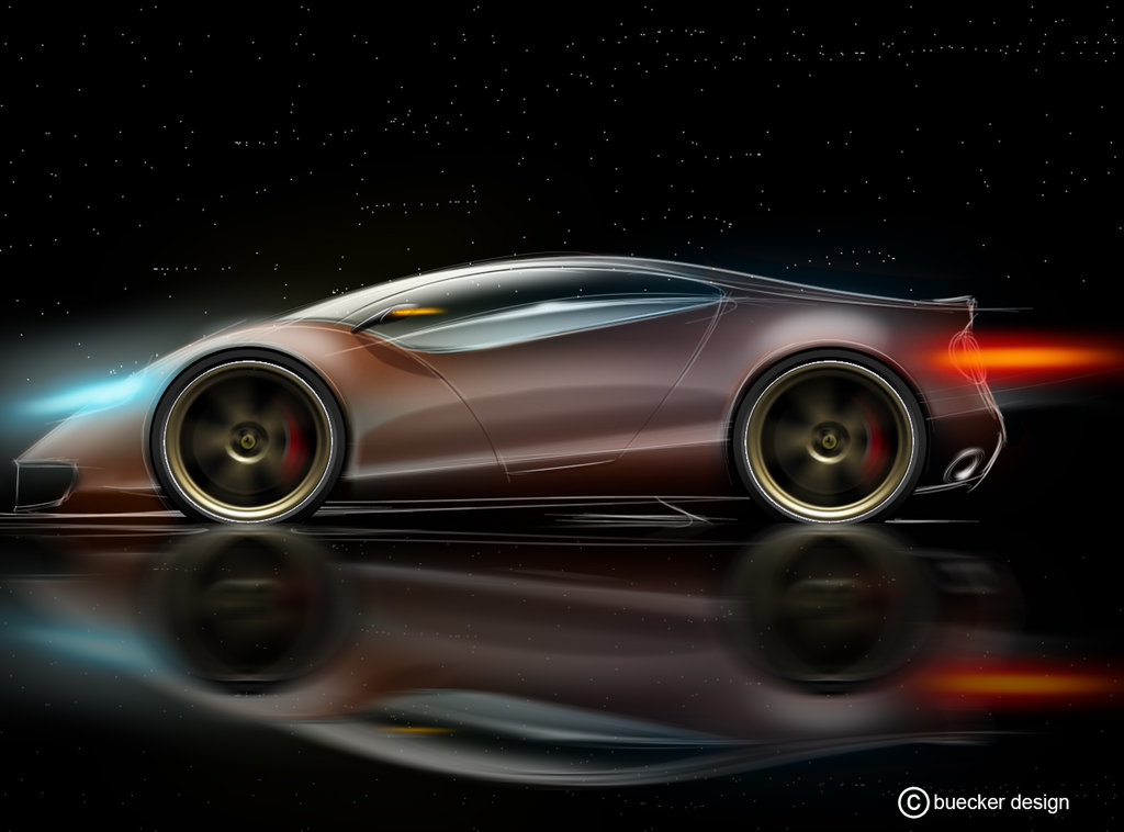 1024x758 Super Sport Car Side View By P Sketch