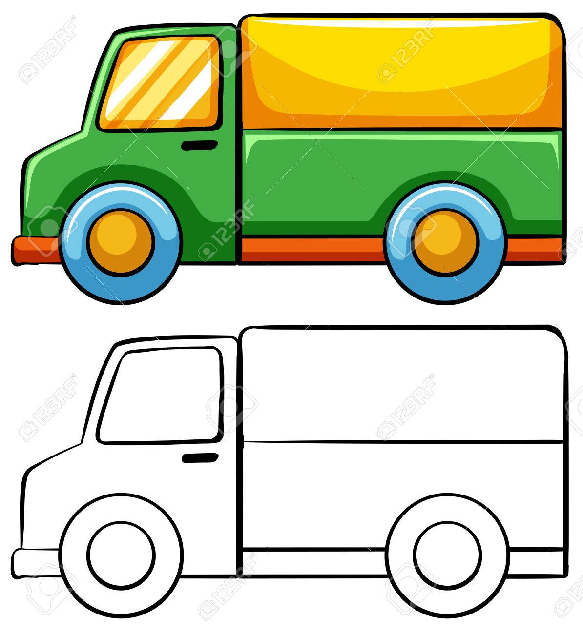 1194x1300 Delivery Truck In Simple Drawing Royalty Free Cliparts, Vectors