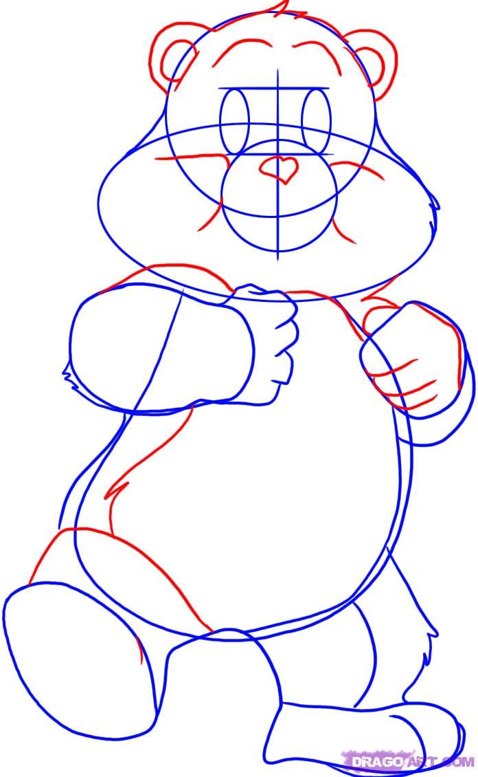 696x1130 How To Draw A Care Bear, Tenderheart Bear Step 3 Drawing