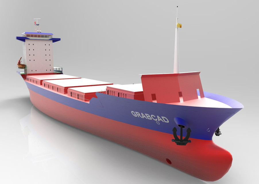 902x640 General Cargo Ship 3d Cad Model Library Grabcad