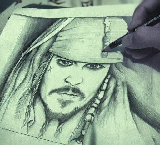 512x464 Johnny Depp Pirates Of The Caribbean Drawing By Me By