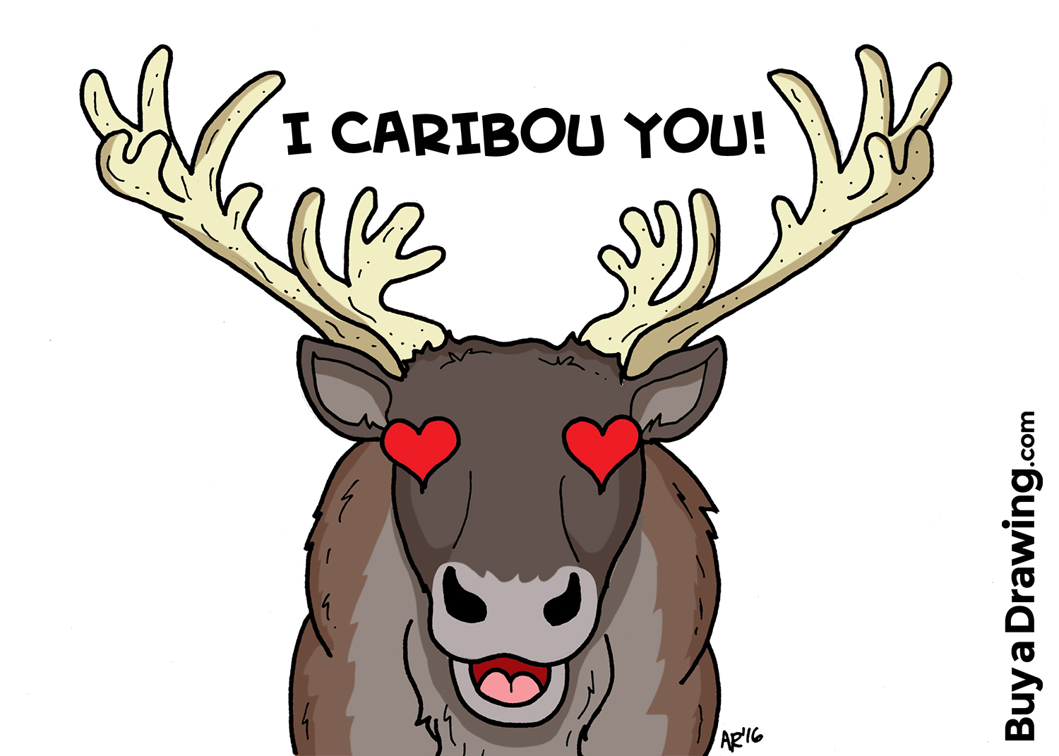 1500x1071 Love You Caribou Cartoon Drawing
