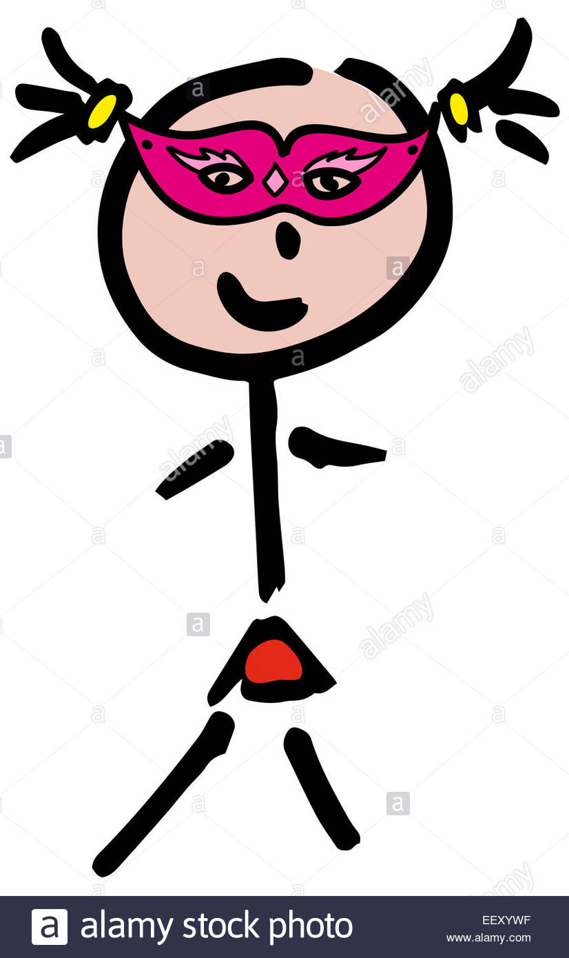 826x1390 Happy Carnival, Drawing Girl With Masks Pink Stock Photo, Royalty