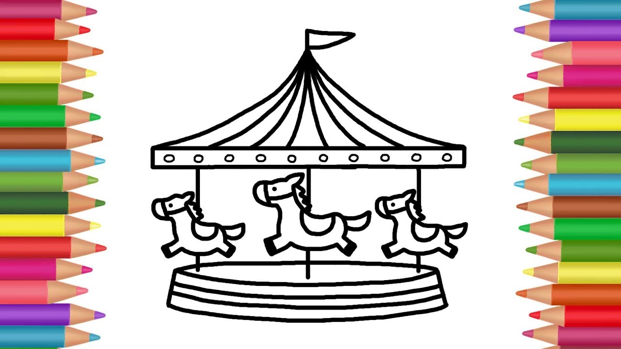 1280x720 How To Draw A Carousel Drawing And Coloring Book For Kids