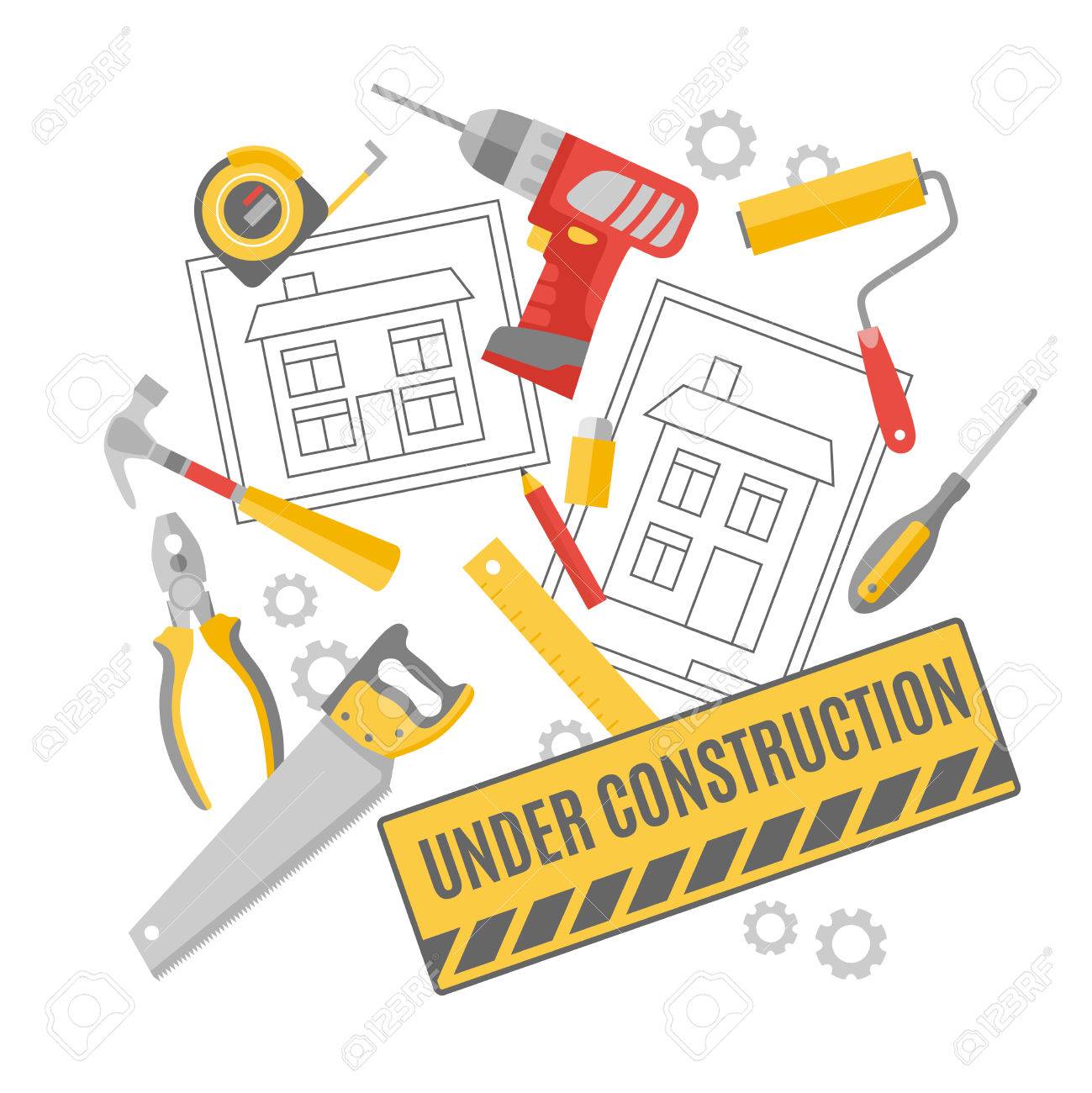 1299x1300 Construction Worker Building Project Technical Drawing Carpentry