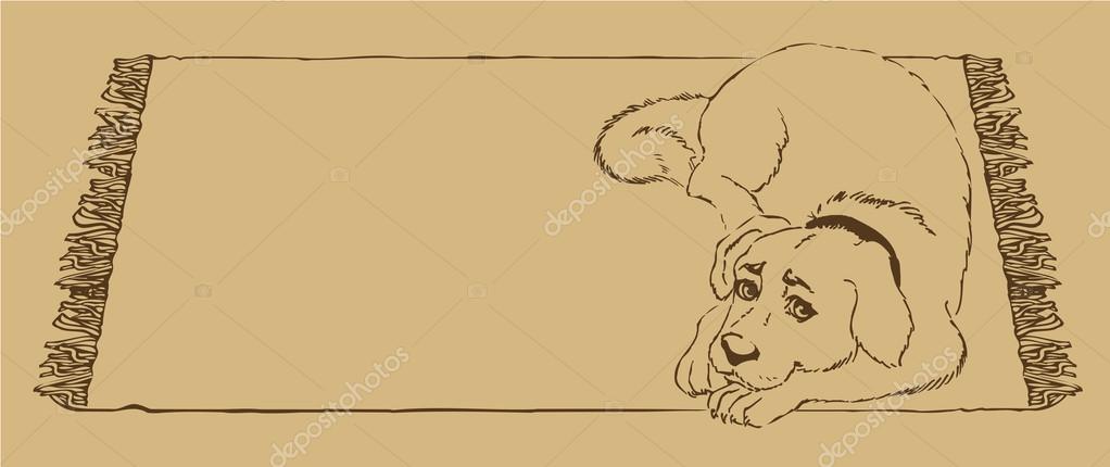 1022x430 Vector Drawing. Dog Lying On The Carpet Stock Vector Marinka