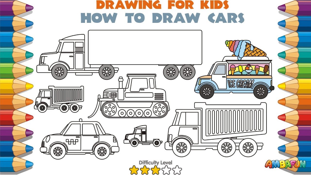 1280x720 Learn Cars For Kids. How To Draw For Kids. Coloring Pages