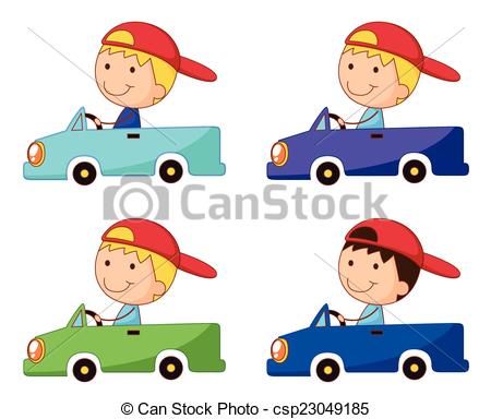 450x384 Box Car Kid. Set Of Kids In Box Cars Vector