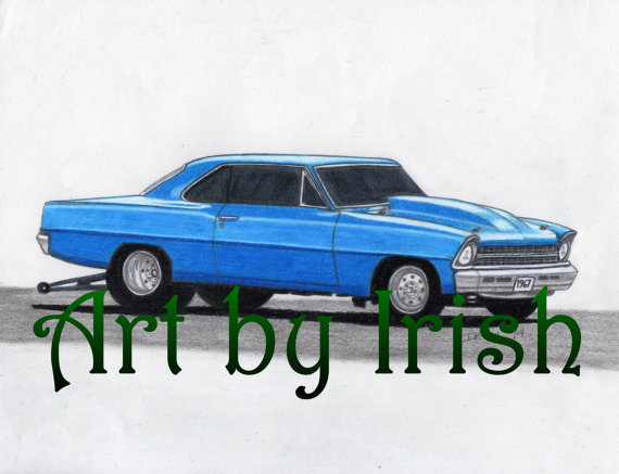 570x437 Items Similar To 1967 Chevy Nova Original Drawing, 8 12x11
