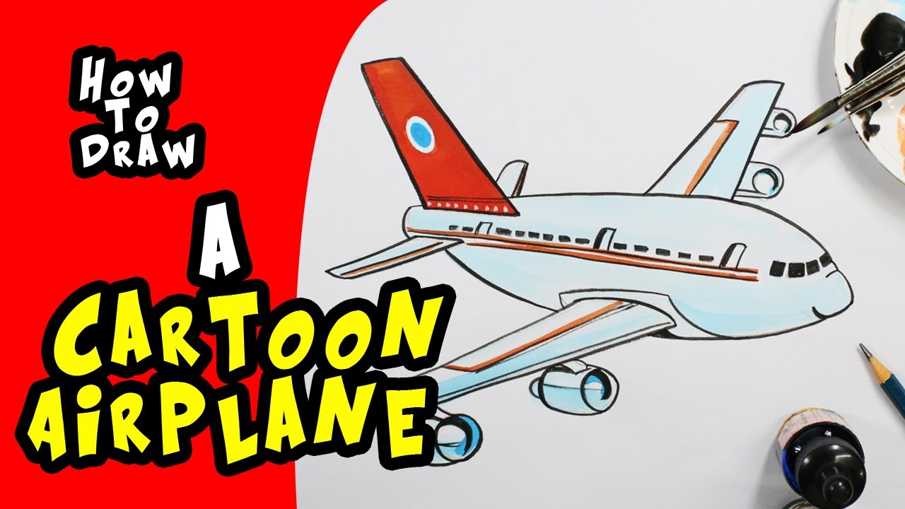 1280x720 How To Draw A Cartoon Airplane Step By Step Drawing For Kids