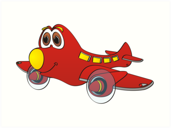 549x413 Red Yellow Nose Airplane Cartoon Art Prints By Graphxpro Redbubble