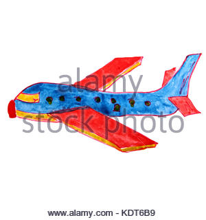 300x320 Drawing A Children Watercolor Airplane Cartoon Paper On A White