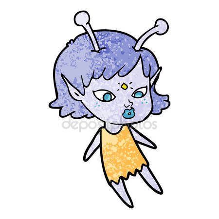 450x450 Pretty Cartoon Alien Girl Stock Vector Lineartestpilot