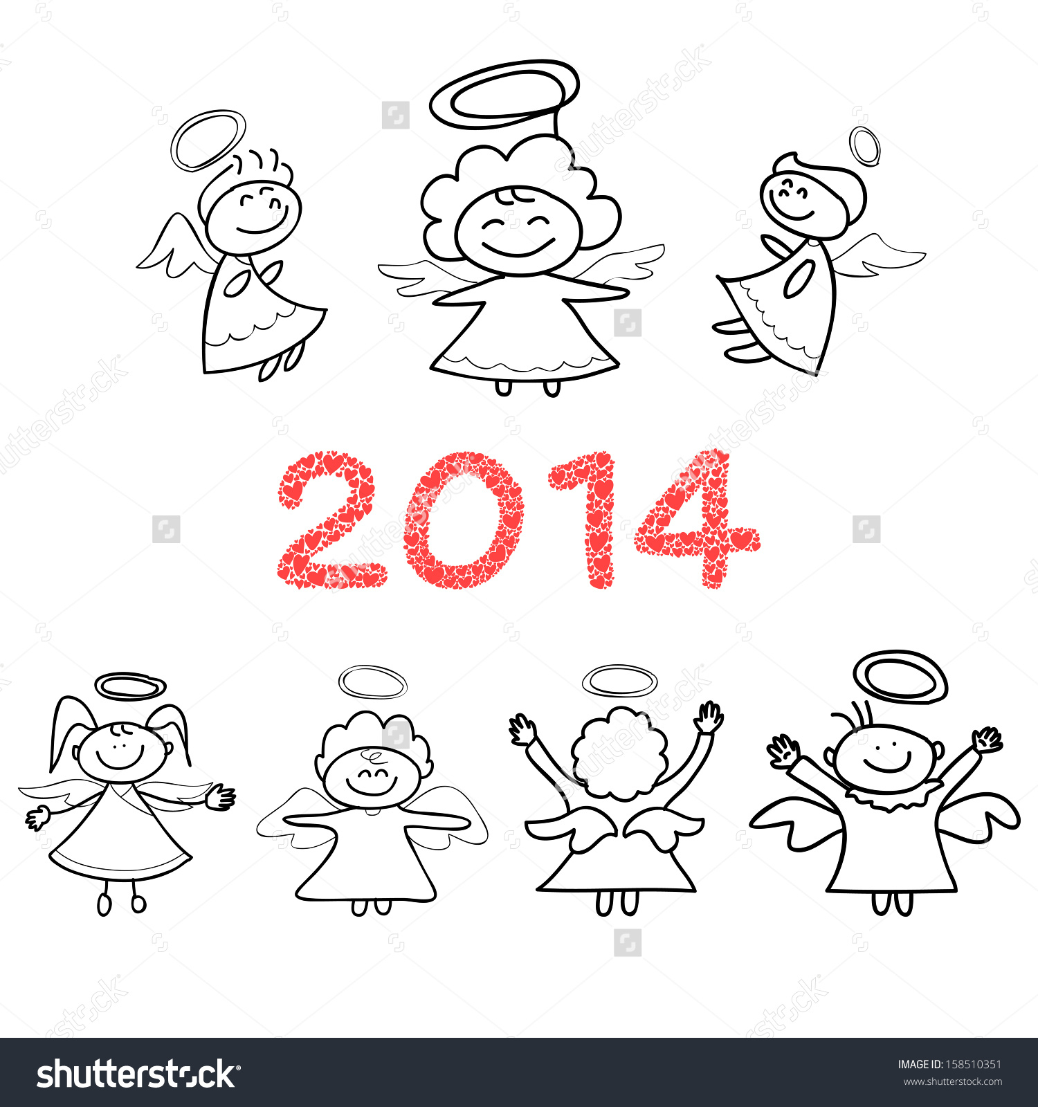 1500x1600 New Cartoon Drawings Hand Drawings Cartoon Angel New Year