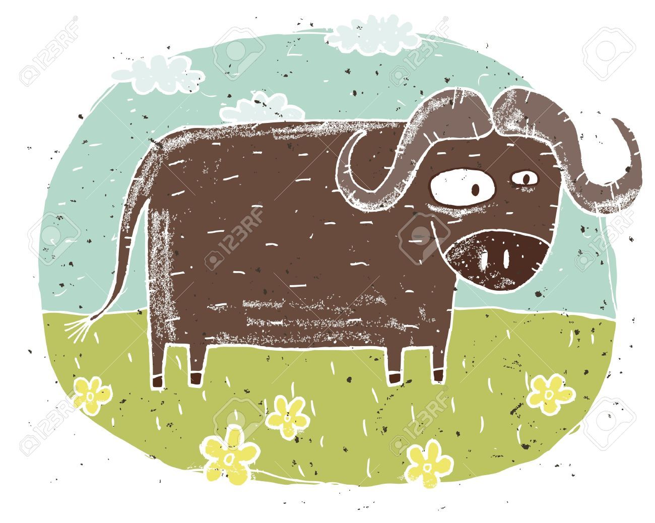 1300x1038 Cute Buffalo Cartoon Drawing