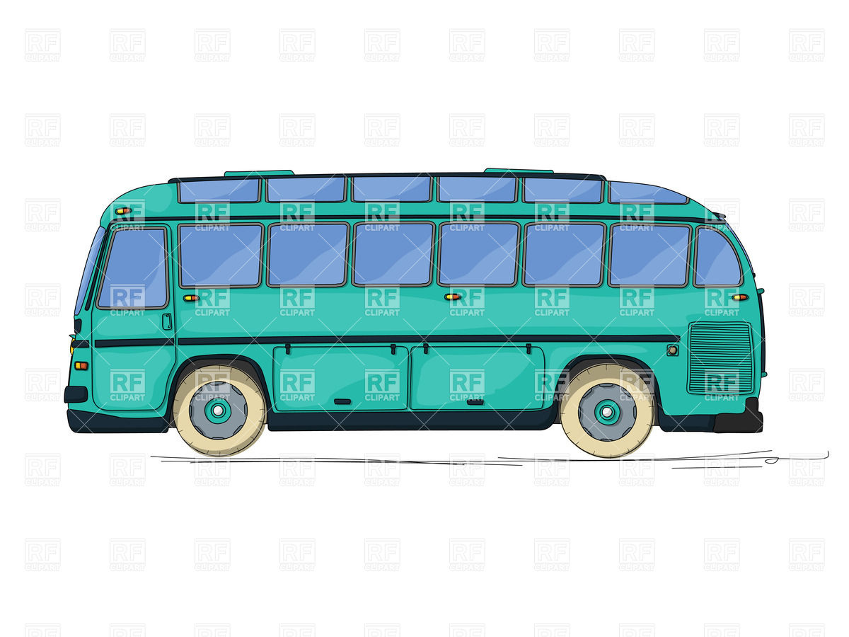 1200x900 Vintage Style City Bus, Cartoon Drawing Royalty Free Vector Clip