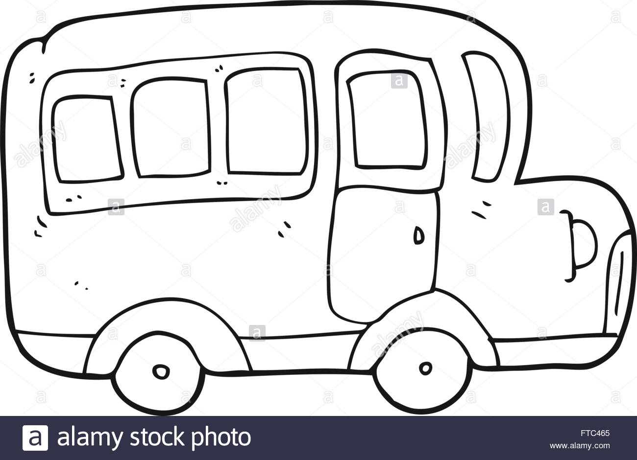 1300x940 Freehand Drawn Black And White Cartoon Yellow School Bus Stock