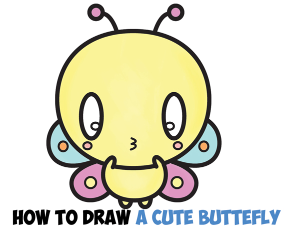 600x455 How To Draw Cute Kawaii Cartoon Butterfly Easy Step By Step