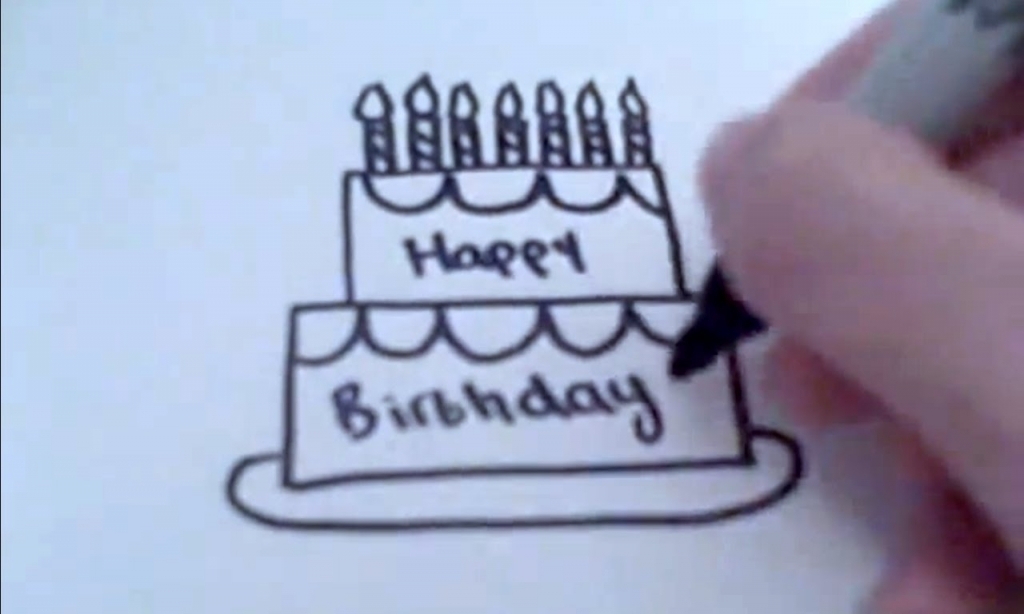 1024x614 How To Draw A Cartoon Birthday Cake Youtube With How To Make
