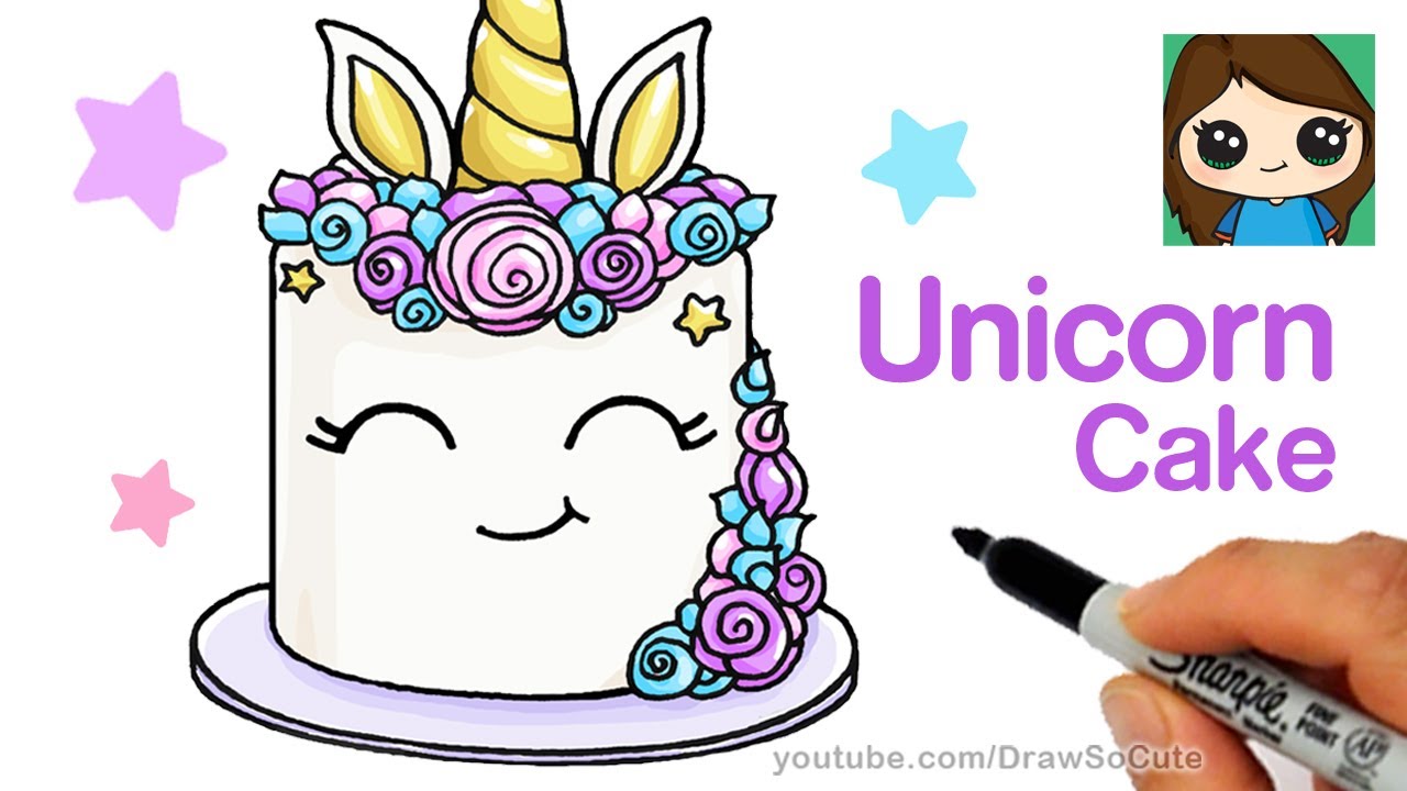 1280x720 How To Draw A Unicorn Cake Easy