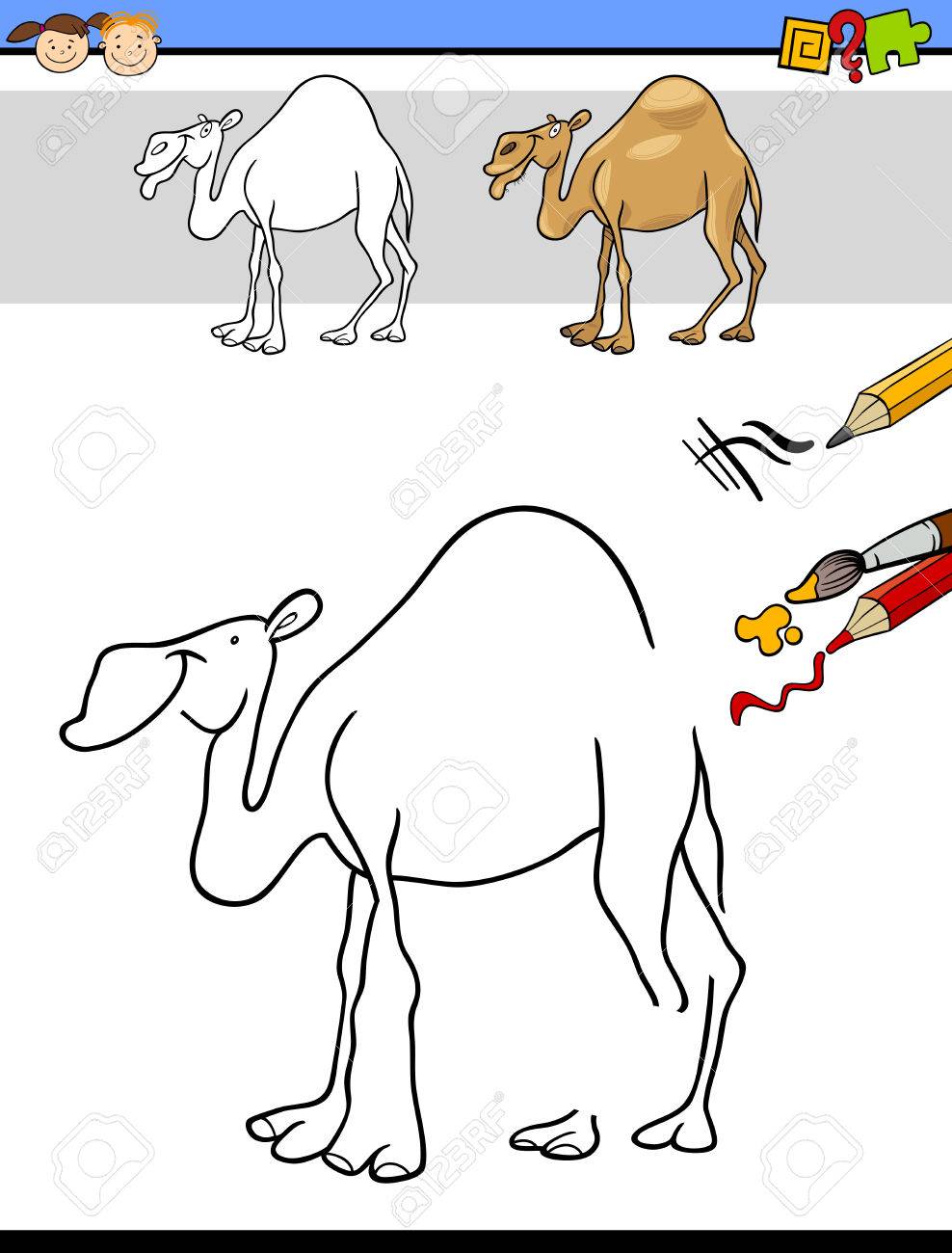 988x1300 Cartoon Illustration Of Finishing Drawing And Coloring Educational