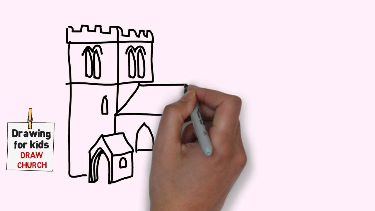 1280x720 How To Draw A Cartoon Church Step By Step Easy For Kids